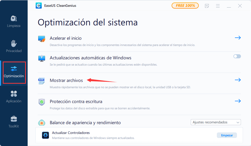 selecciona la opción de mostrar archivo