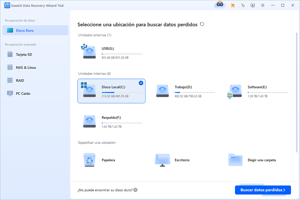 Seleccionar el disco formateado a escanear.