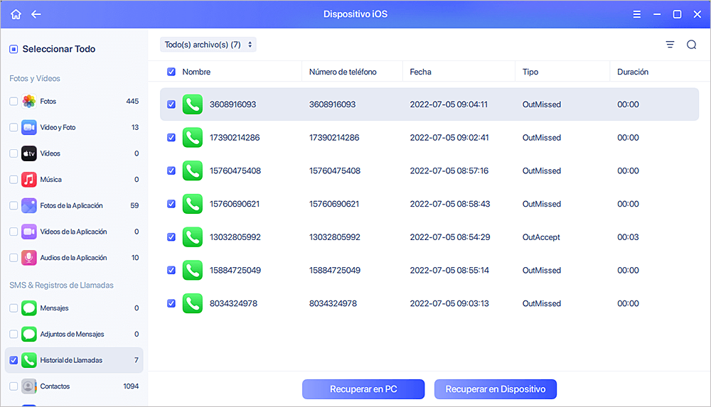 Prever y recuperar el historial de llamadas en iPhone con EaseUS MobiSaver.