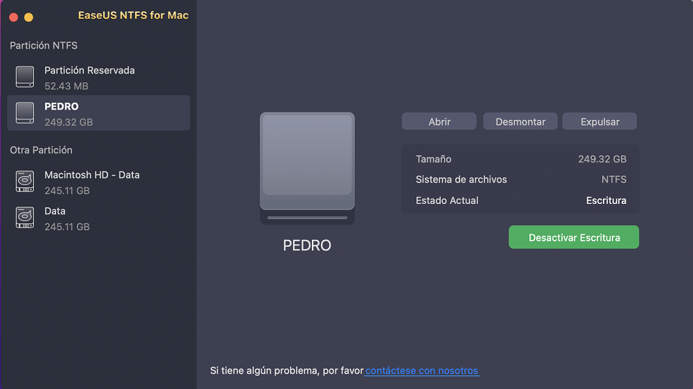 Expulsar la unidad NTFS del Mac