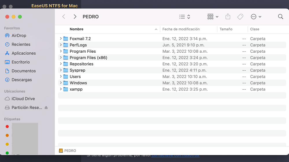 Leer, escribir, abrir y modificar archivos en unidades NTFS