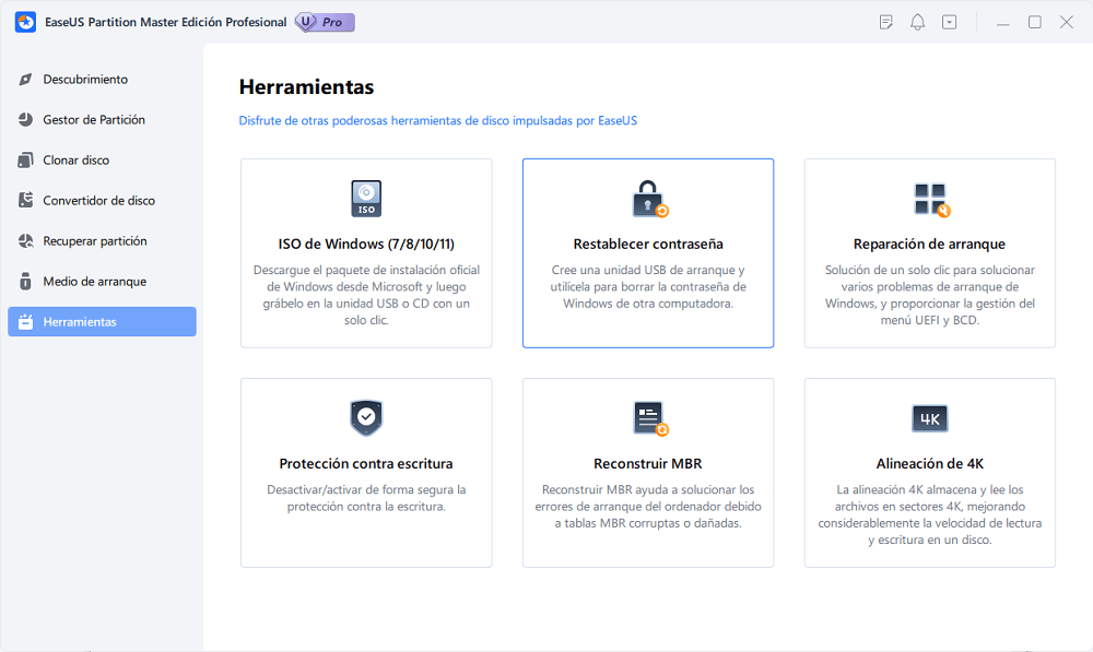 haz clic en la función de restablecimiento de contraseña