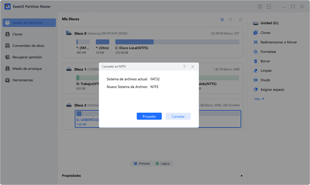 convertir FAT32 a NTFS