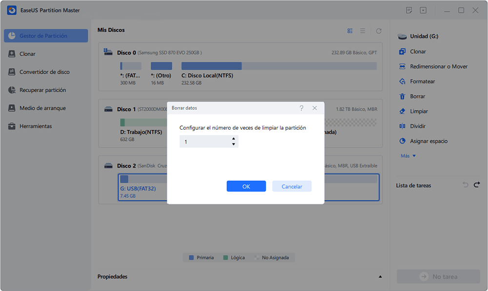 borrar datos con EaseUS Partition Master
