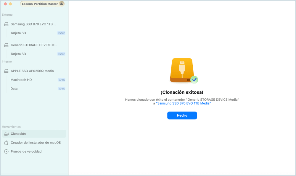 finalizar la clonación